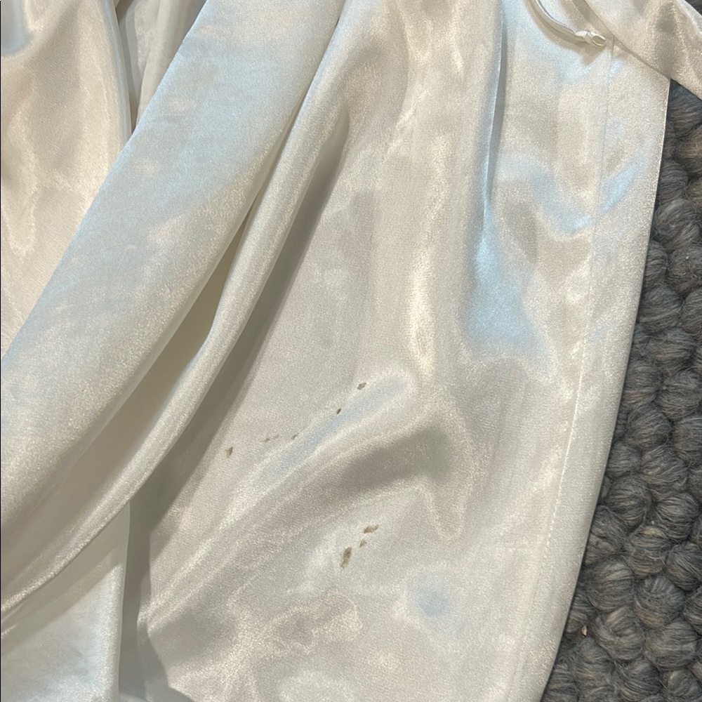 Oscar De La Renta Pink Label Cream Satin Robe One Size Fits All - Picture 7 of 13
